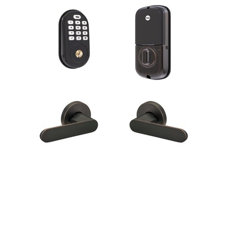 Yale Real Living Standalone Assure Lock Keypad Deadbolt with Passage Kincaid Levers US10BP Oil Rubbed Bronze Permanen BNFYRD612NRKC10BP